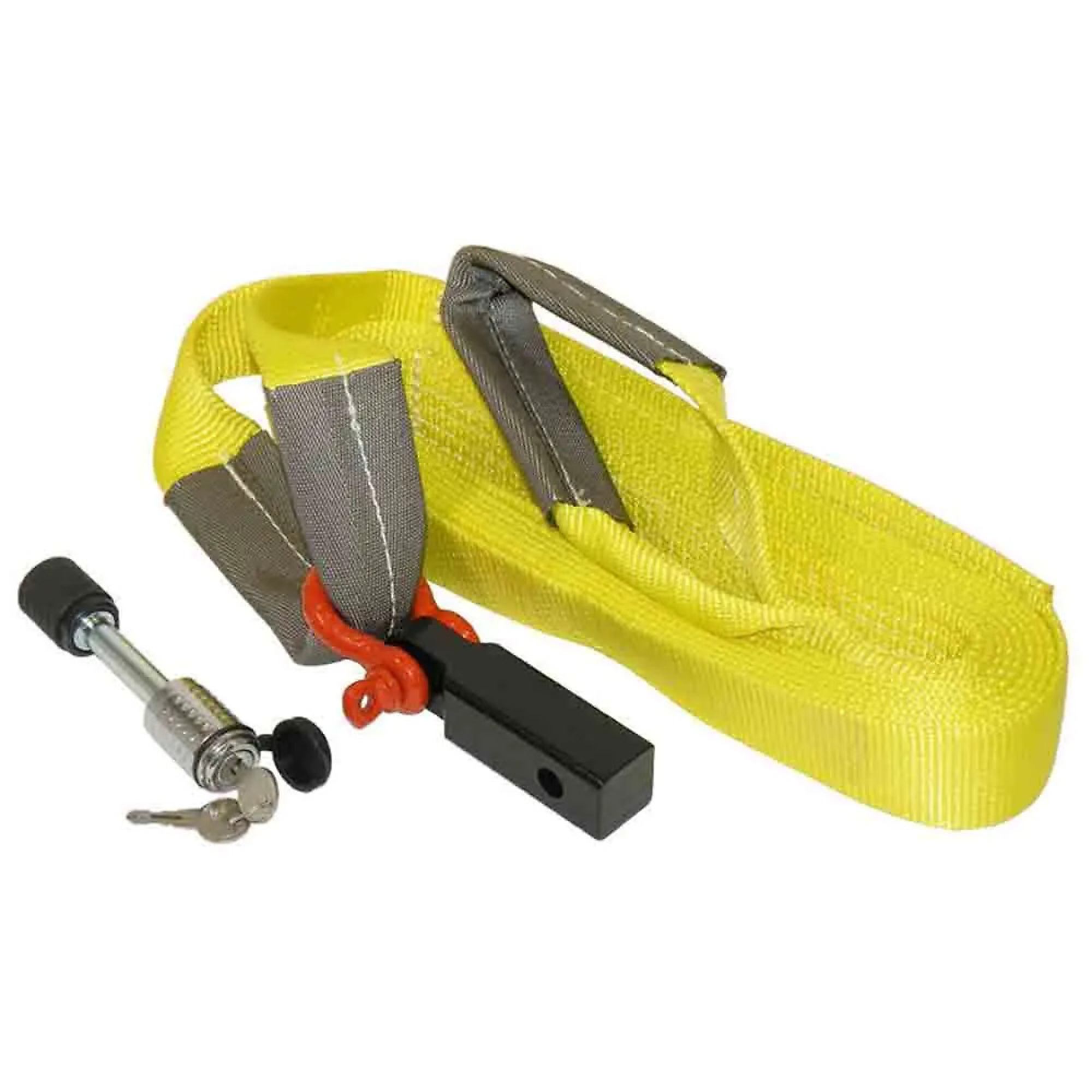 Rigid Hitch, Heavy Duty Recovery Kit, Includes 2 inch x 20 foot Strap, Shackle Mount for 1.25 inch Receiver, Locking Hitch Pin, Model# DTS-1-125